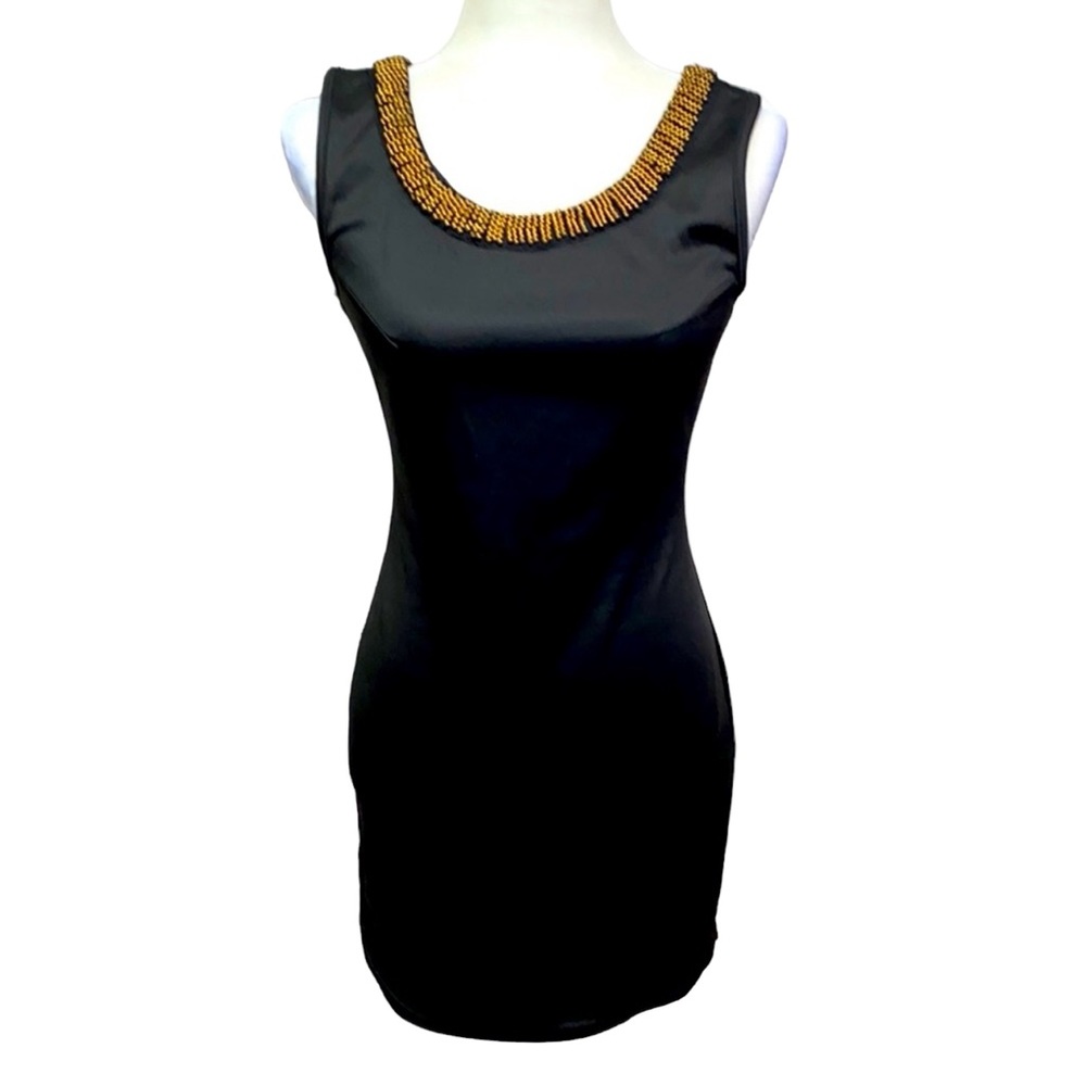Love Culture Black Gold beaded Neckline Dress